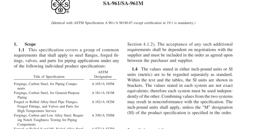 ASME SA-961-2021 pdf free download